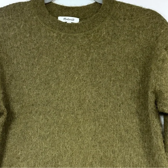 Madewell Cropped Alpaca Blend Deep Olive Green, Super Soft Preppy Sweater, L - Picture 4 of 10